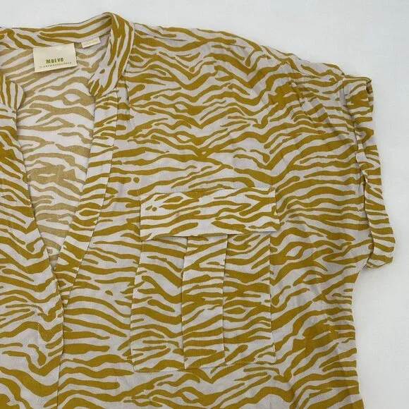 Anthropologie MAEVE Size XL Amira Utility Shirt Yellow Zebra Print - Picture 3 of 12